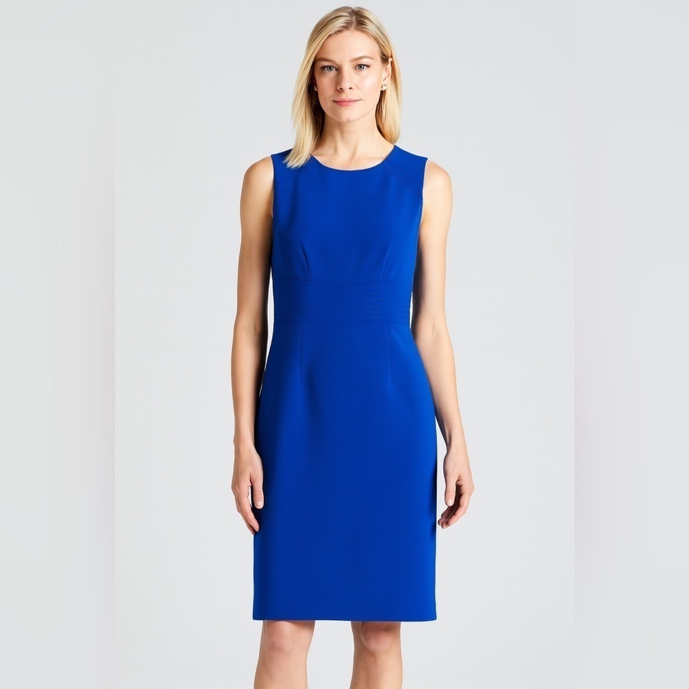 Kasper Sleeveless Shift Dress Business Cocktail Royal Cerulean Blue sz 4